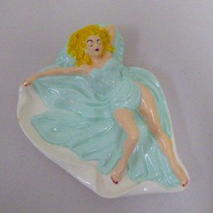 Vintage HOLLAND MOLD Blonde PIN UP GIRL Wall plaque ashtray retro ceramic 50s